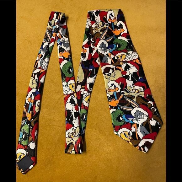 Looney Tunes Warner Bros. Christmas Tie Vintage ‘97 - Picture 1 of 5